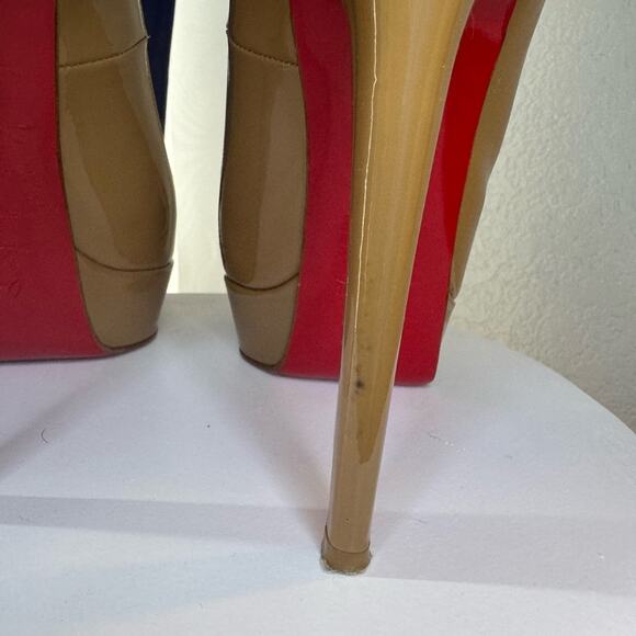 Christian Louboutin Almond Toed Bianca 140 Heels - Camel Patent Leather | 40.5 - Picture 9 of 16